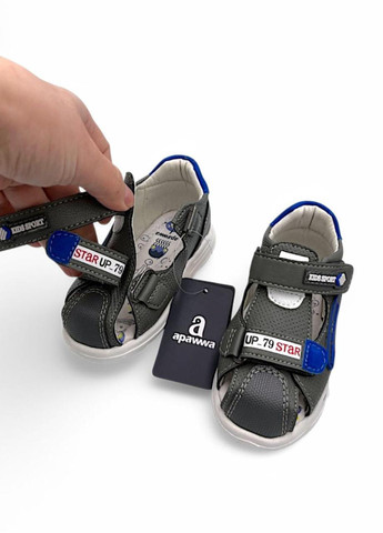 Серые кэжуал сандалии Apawwa на липучке