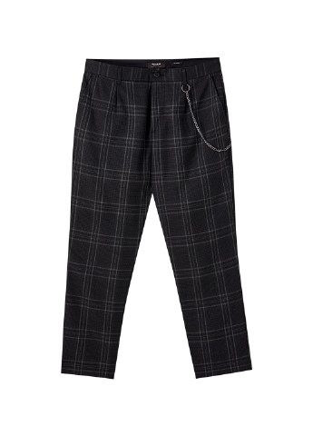 Черные кэжуал демисезонные зауженные, укороченные брюки Pull & Bear