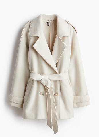Кремове Кежуал напівпальто двобортне H&M однотонне