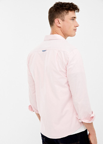 Розовая кэжуал рубашка однотонная Springfield с длинным рукавом