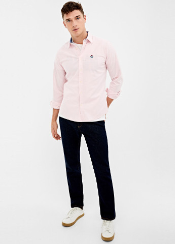 Розовая кэжуал рубашка однотонная Springfield с длинным рукавом
