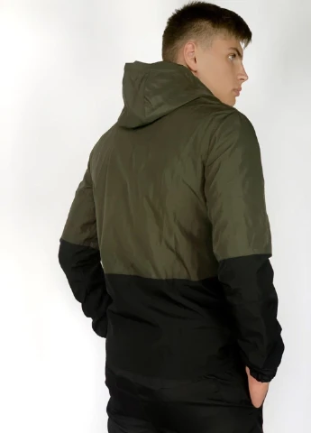 Комбінована демісезонна куртка softshell light хакі-чорна Intruder