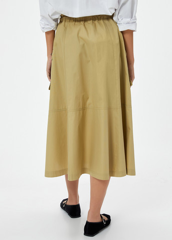 Бежевая кэжуал однотонная юбка KOTON а-силуэта (трапеция), карго