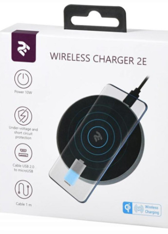 Зарядний пристрій Wireless Charging Pad, 10W, black (-WCQ01-02) 2E (216637902)