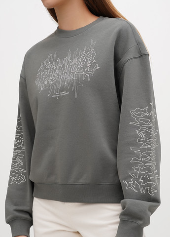 Сірий світшот Weekday малюнок без декору (303322097)