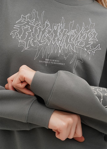 Сірий світшот Weekday малюнок без декору (303322097)