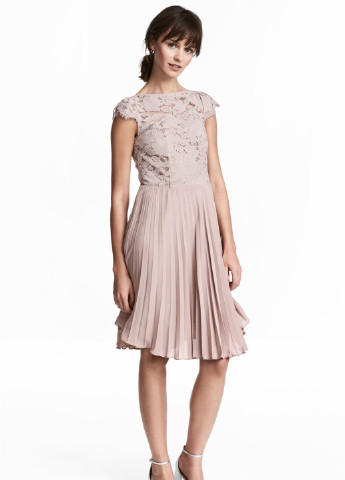 Пудрова святковий мереживне плаття H&M однотонна