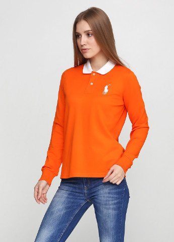 Женская оранжевая футболка поло Ralph Lauren однотонная