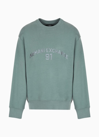 Сіро-зелений світшот Armani Exchange однотонний вишивка (365697296)