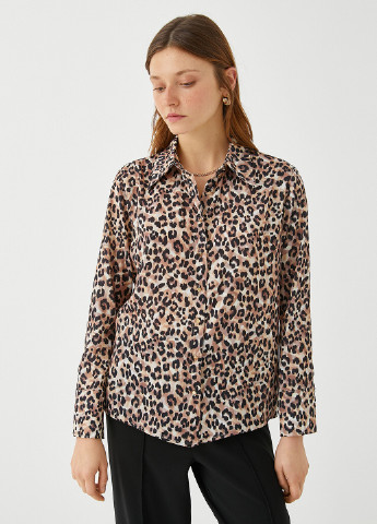 Коричневая кэжуал рубашка леопардовый KOTON