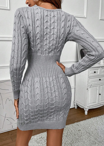 Сіра кежуал сукня сукня светр SHEIN однотонна