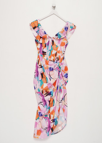 Комбинированное кэжуал платье с открытыми плечами PrettyLittleThing с абстрактным узором