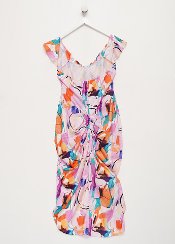 Комбинированное кэжуал платье с открытыми плечами PrettyLittleThing с абстрактным узором