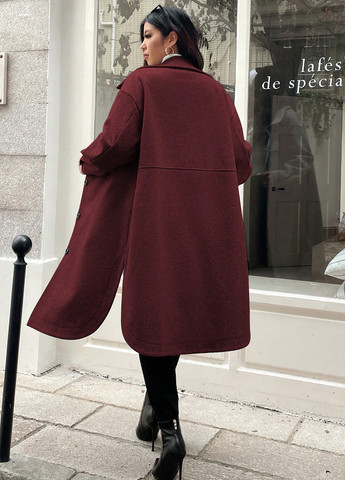 Бордове демісезонне Пальто пальто-сорочка SHEIN