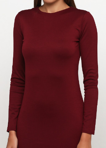 Бордовое кэжуал платье со шлейфом ANVI однотонное