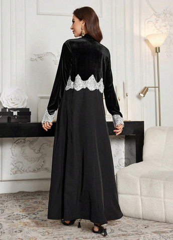 Черное кэжуал, вечернее платье на запах SHEIN однотонное