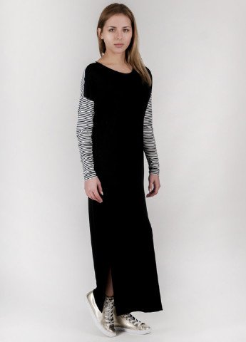 Черное кэжуал платье Vergans в полоску