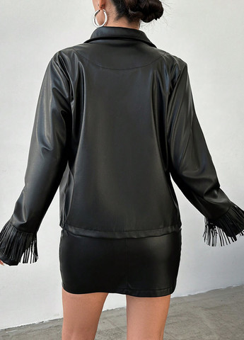 Черная кэжуал рубашка однотонная SHEIN