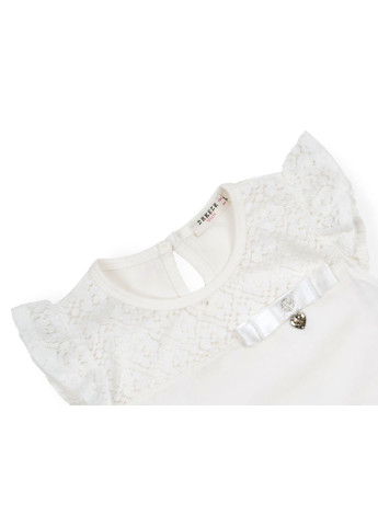 Біла літня футболка дитяча з мереживом (12904-134g-cream) Breeze