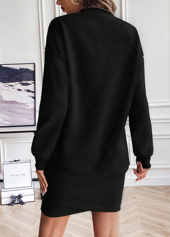 Черное кэжуал платье платье-свитшот SHEIN однотонное