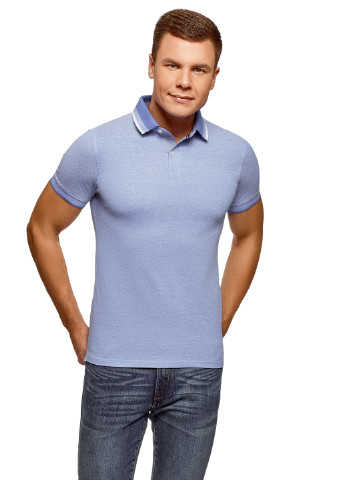 Светло-голубой футболка-поло для мужчин Oodji меланжевая