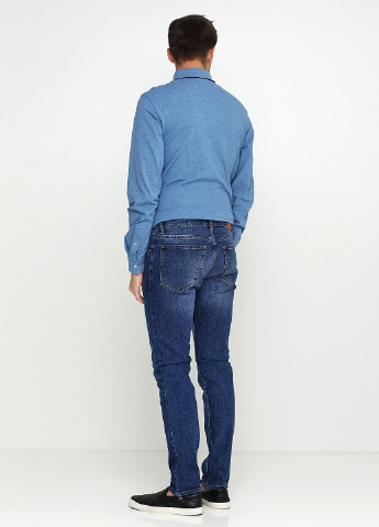 Джинси Hugo Boss середня талія однотонні сині джинсові