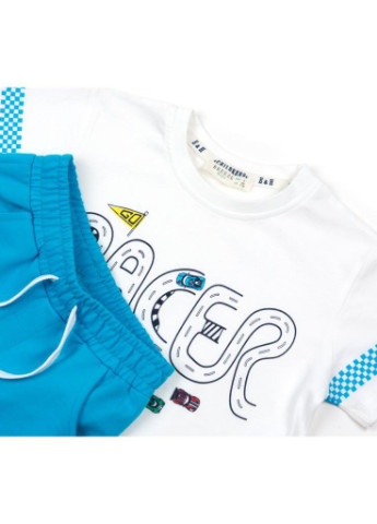 Блакитний літній костюм десткий з машинками (12103-110b-blue) Breeze