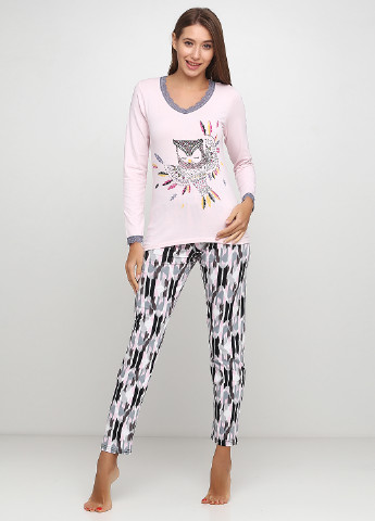 Светло-розовая всесезон пижама (лонгслив, брюки) лонгслив + брюки Sexen