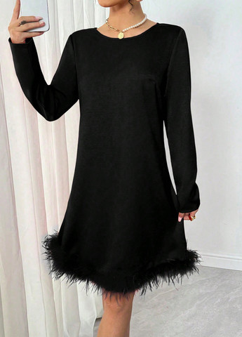 Чорна коктейльна сукня а-силует SHEIN однотонна