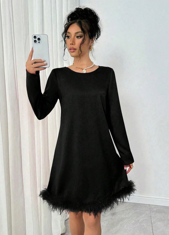 Чорна коктейльна сукня а-силует SHEIN однотонна