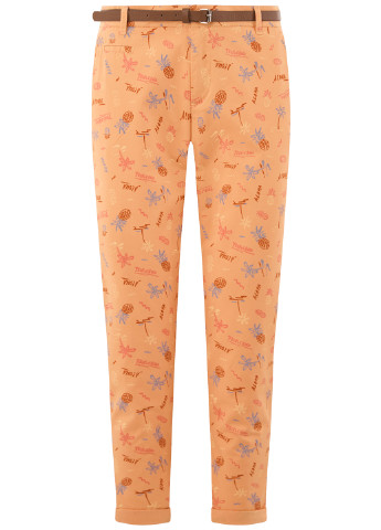Персиковые кэжуал демисезонные зауженные брюки Oodji