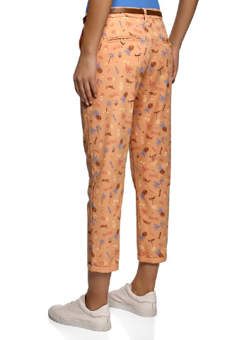 Персиковые кэжуал демисезонные зауженные брюки Oodji