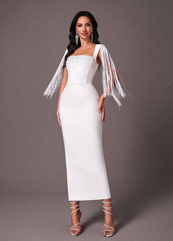 Белое праздничный, вечернее платье футляр SHEIN однотонное