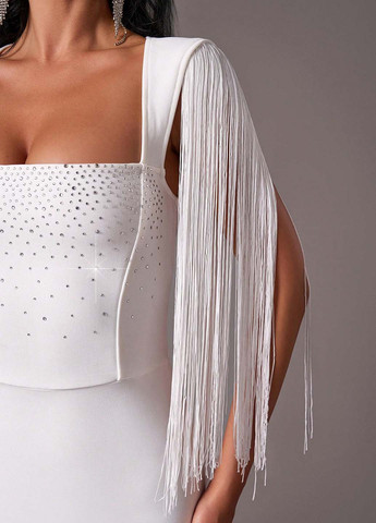 Белое праздничный, вечернее платье футляр SHEIN однотонное