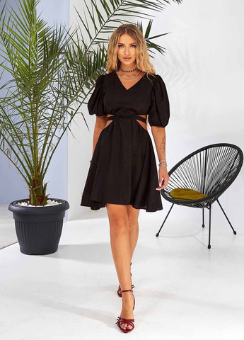 Чорна кежуал сукня кльош No Brand однотонна