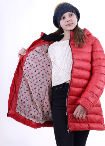 Красная демисезонная европуховик j28 Luxik удлиненная куртка