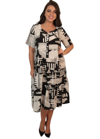 Женское летнее Платье с пышной юбкой BABOCHKA XL Collection с абстрактным узором