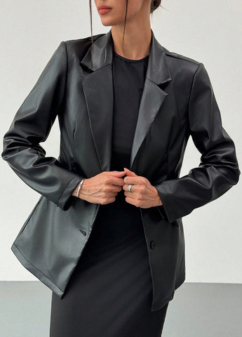 Черный женский жакет SHEIN однотонный - демисезонный