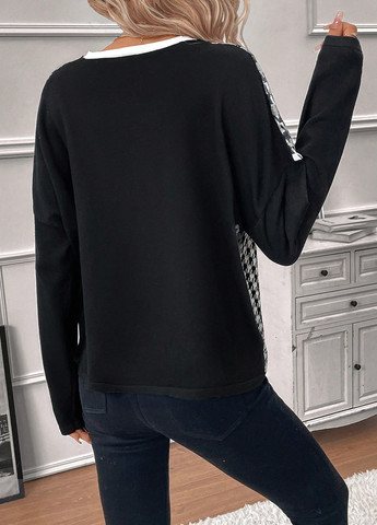 Черно-белый демисезонный пуловер пуловер SHEIN