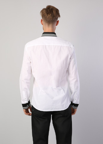 Белая кэжуал рубашка однотонная Colin's с длинным рукавом