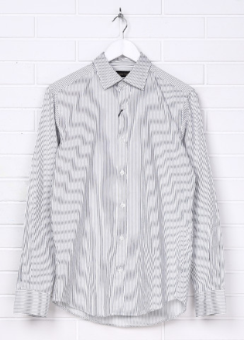 Светло-серая кэжуал рубашка в полоску Massimo Dutti с длинным рукавом