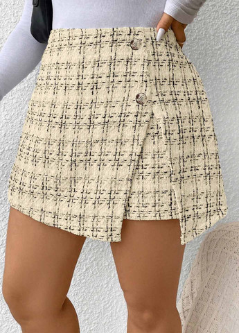 Кремовая кэжуал в клетку юбка SHEIN на запах