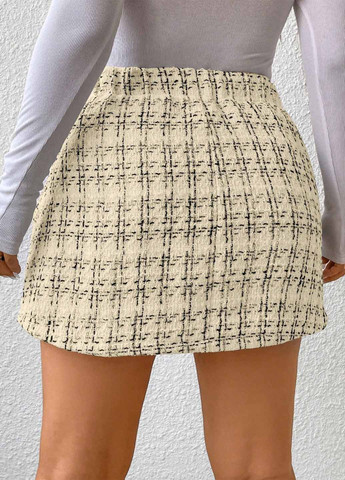 Кремовая кэжуал в клетку юбка SHEIN на запах