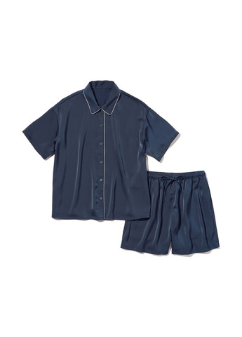 Темно-синяя всесезон пижама (рубашка, шорты) рубашка + шорты Uniqlo