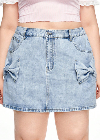 Голубая джинсовая варенка юбка SHEIN а-силуэта (трапеция)