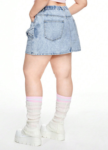 Голубая джинсовая варенка юбка SHEIN а-силуэта (трапеция)