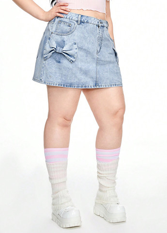 Голубая джинсовая варенка юбка SHEIN а-силуэта (трапеция)