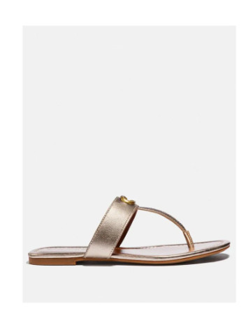 Золотые шлепанцы g3336 Coach с логотипом