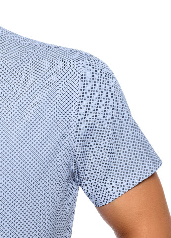 Голубой кэжуал рубашка в горошек Oodji с коротким рукавом