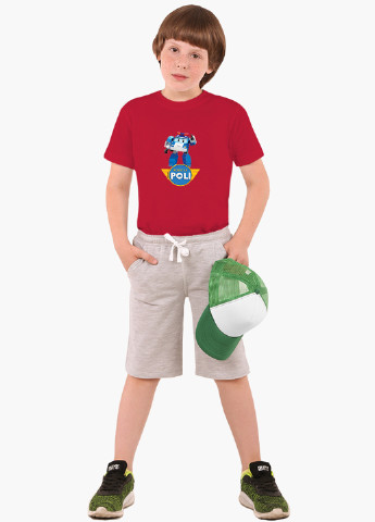 Червона демісезонна футболка дитяча робокар полі (robocar poli) (9224-1620) MobiPrint